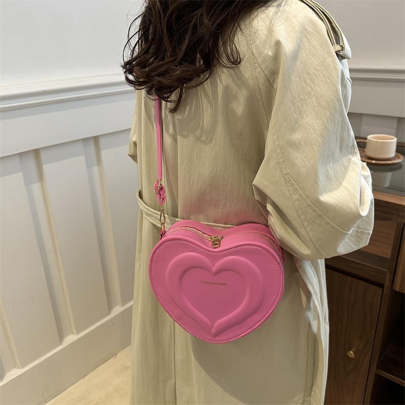 Product Introduction of 2025 New Candy Color Heart Shape Woman's Bags Fashion Korean Style Lady's Shoulder Bags PU Leather Crossbody Bags 9