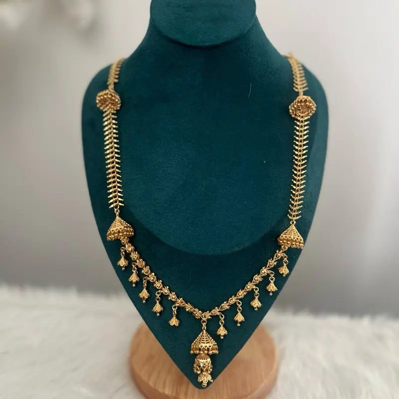 Women's Gold Plated Long Jumka Necklace - Fashion Accessory
