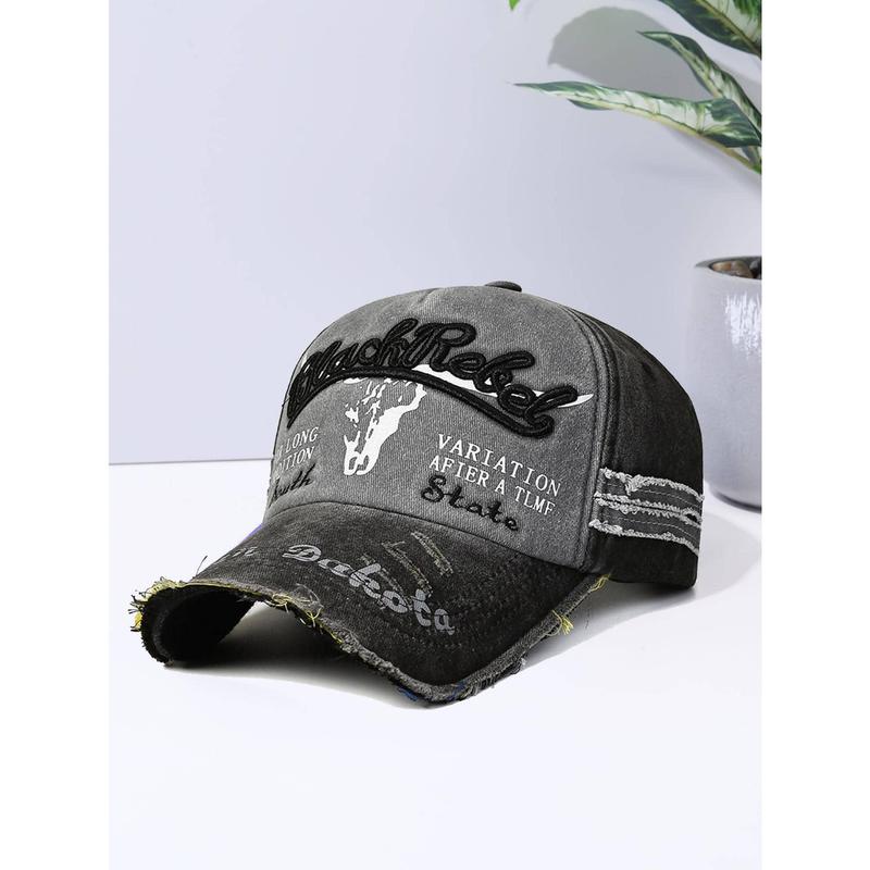 Men Letter Embroidered Ripped Baseball Cap For Daily Life Street 6