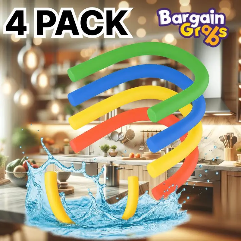 4 x Pool Noodle Woggles Red, Yellow, Green & Blue Approx 150cm x 6cm – Floatation Aid, Kids Swim Training, Water Games, Summer Pool Toy 4