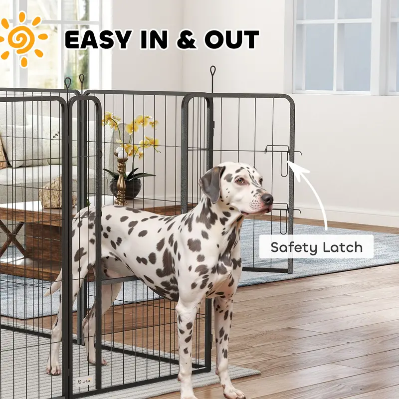 8 Panels Heavy Duty Dog Playpen with Door Indoor Outdoor, for Large Dogs, 100cm High 4