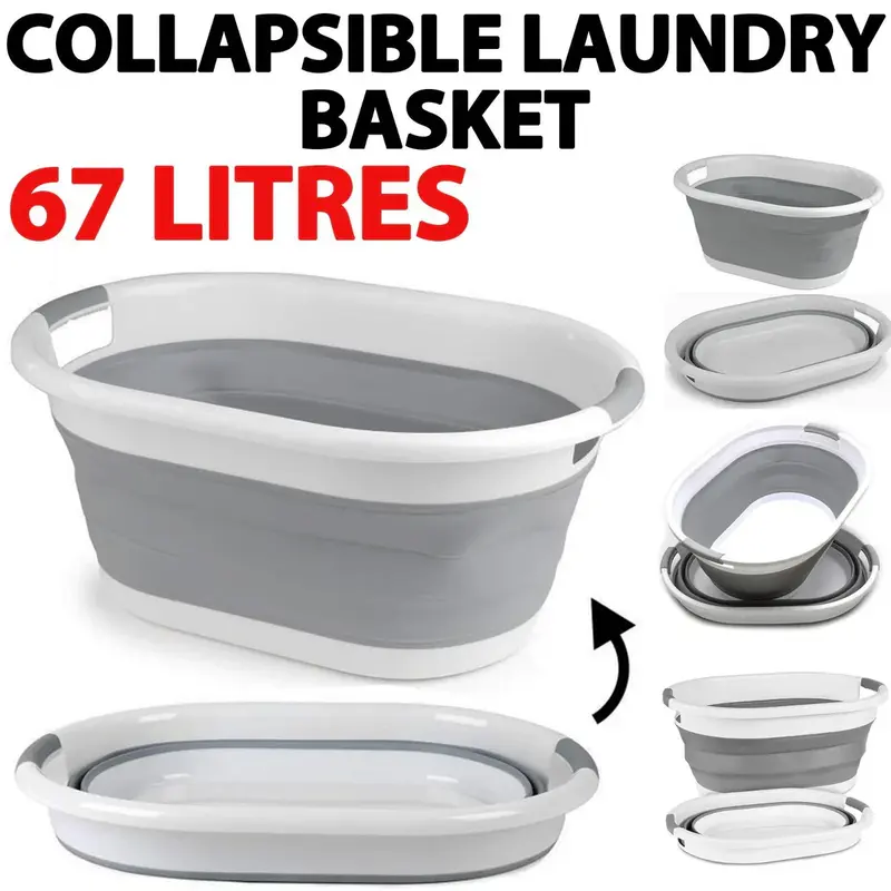 Laundry Basket 67L Collapsible – Foldable Space-Saving Design with Carry Handles 0