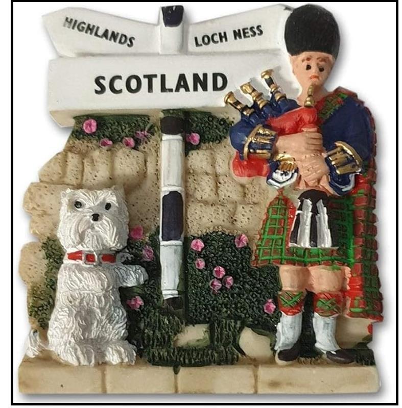Scotland Westie Signpost Bagpiper Fridge Magnet Scottish Souvenir Gift Sign Post Decor Magnetic Box 4
