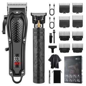 Rechargeable Cordless Barber Trimmer Hair Clipper & Shaver Set, 1 Set Professional Hair Clippers & Shaver with Limit Combs, Great Gifts for Men