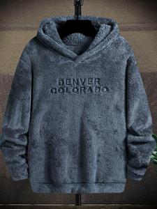 Men's Letter Print Thermal Lined Hoodie, Casual Regular Fit Long Sleeve Hooded Sweatshirt for Fall & Winter, Men's Top for Daily Wear