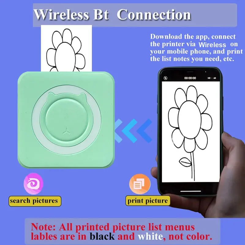 Portable Mini printer,thermal pocket Label  printer, for Android or IOS APP UK~ label  printers puh  prints 5