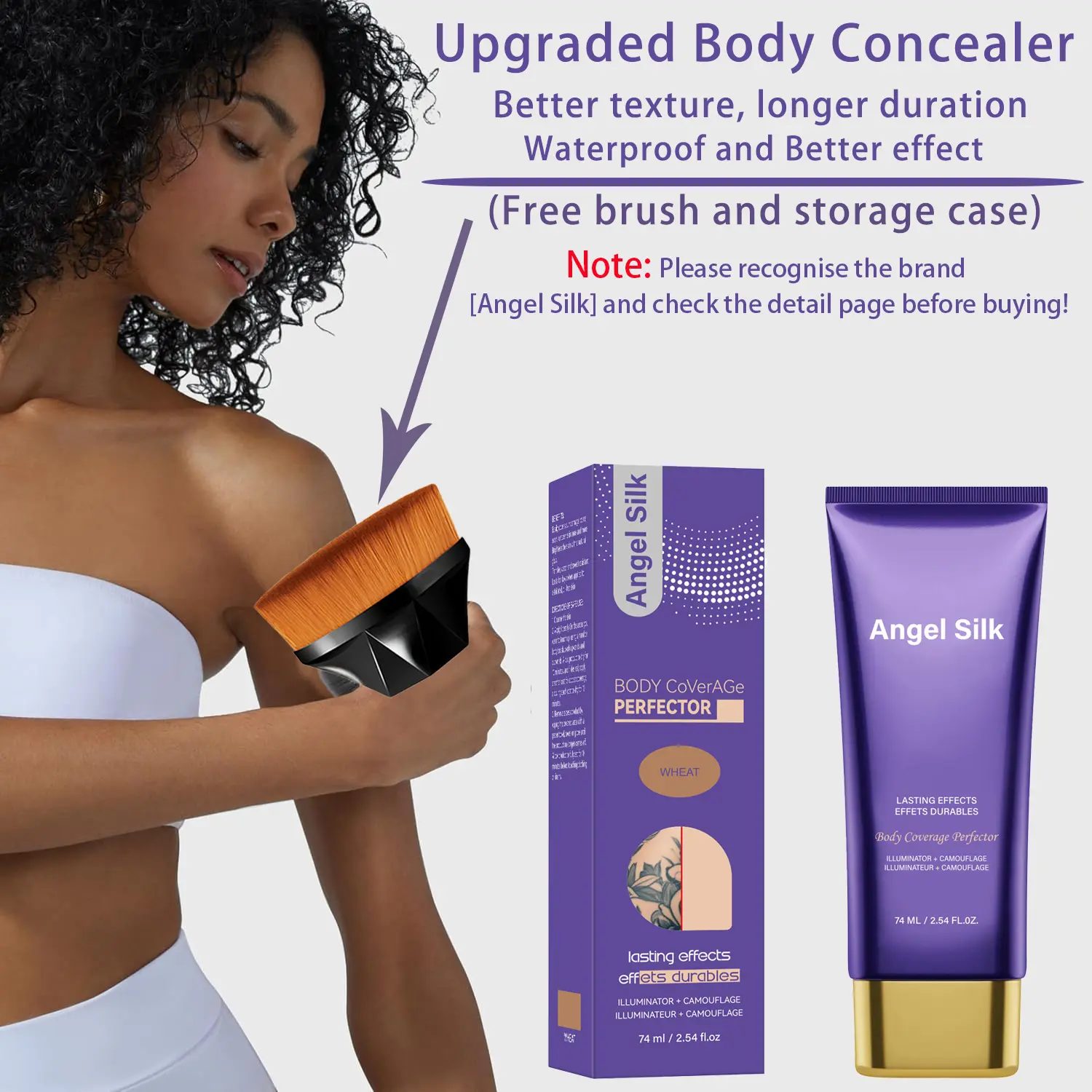 [Angel Silk] Beauty Body Coverage Perfector – Waterproof Leg & Body Makeup (Ivory, Natural, Wheat, Dark Brown)