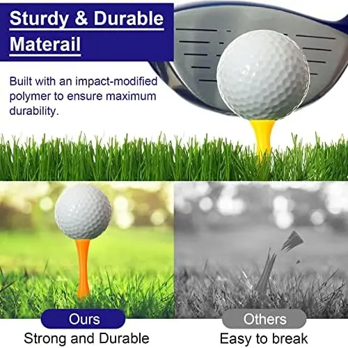 Golf Tees Plastic, 70 Pcs Mixed Sizes Castle Golf Tees, Durable Winter Golf Tees Small Castle Tees in Multiple Colors(25mm, 32mm, 39mm, 45mm, 51mm, 59mm, 70mm) 3