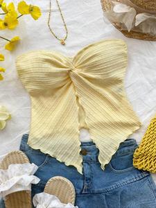 Women's Strapless Tube Top, Casual Sleeveless Lightweight Twisted Top for Summer, Ladies Basic Clothes for Daily Wear, Everyday Womenswear