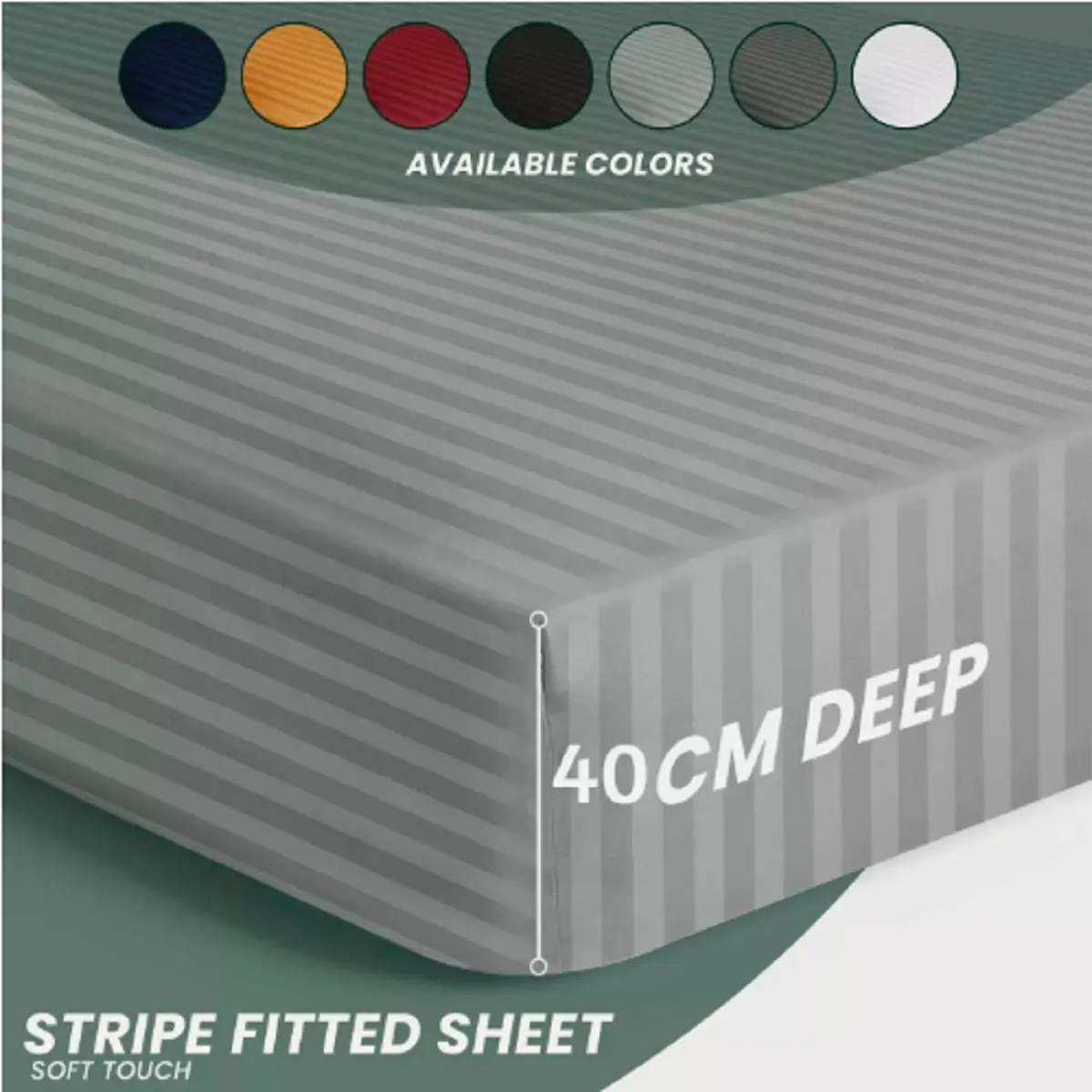 40cm Extra Deep Pocket Fitted Sheet – Premium Soft Microfiber, 16 Colors, Snug Fit for Thick Mattresses. Available in Single, Double, King and Super King