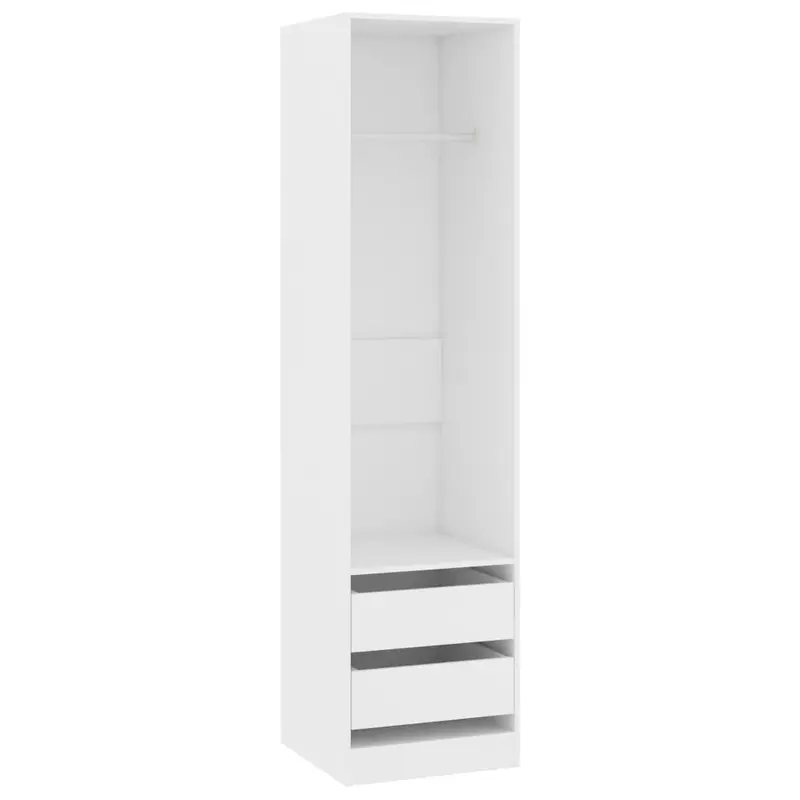 Stylish White Wardrobe with Drawers - 50x50x200 cm | Durable Engineered Wood 1