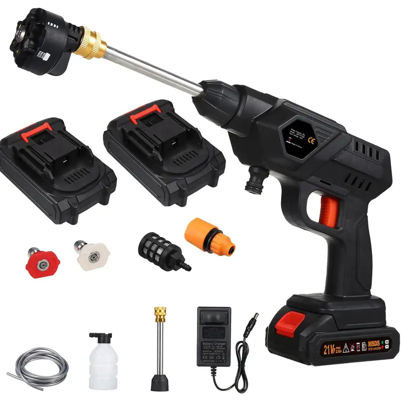 NEW Pressure Washer, 60 Bar 6 in 1 nozzle Portable Pressure Washer with Battery and Charger 24 Volt Rechargeable Battery Electric Pressure Washer for Car/Fence/Garden Cleaning 0