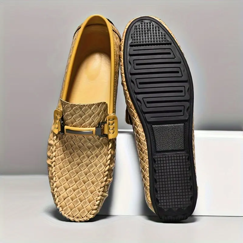 [Breathable Summer] Men's Black Slip-On Loafers | Breathable | Lightweight Rubber Sole | Summer Casual | Diamond Pattern & Bowknot Design 7