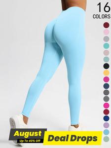 Women's Solid Color High Waist Sports Leggings, Casual Breathable Seamless Skinny Pants for Yoga Gym Running, Ladies Sportswear for All Seasons, Stretchy High Waist Womenswear, High Stretch Tummy Control Soft Leggings, Seamless Body Legging