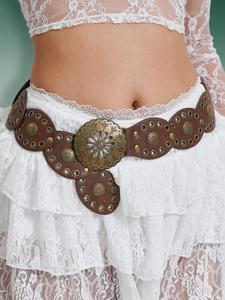 Women's Vintage Western Statement Belts, Boho Style Buckle Decorative Stylish Cowboy Cowgirl Belt for Daily Party Wear, Fashion Casual Dress Belt for Party, Daily Clothing Decoration, Fashion Vintage Belts