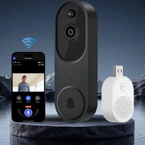 Smart Wireless Video Doorbell Camera, AI Human Detection, 2.4G WiFi, Two-Way Audio, Battery Rechargeable, Night Vision, Real-Time Alerts, Motion Detection, IP65 Weather-Resistant, Cloud Storage, Easy Installation Home Security System
