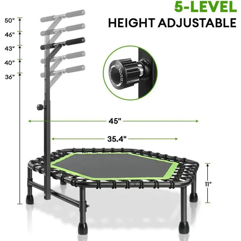 [70%OFF]42"/45" Rebounder Trampoline for Adults with Handle Bar, Silent Mini Trampoline Indoor Exercise Fitness Trampoline Bungee Rebounder Outdoor esli  trampoline exercise  equipment exercise  equipment 1