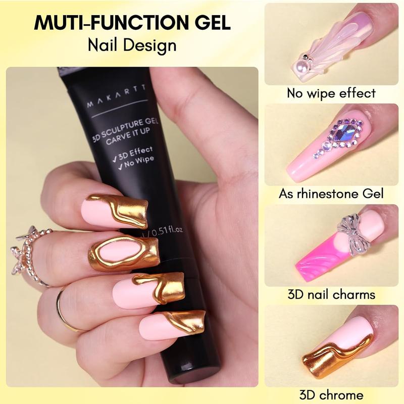 Sculpture Gel 3D Carving Gels, 2 * 15ml 3D Nail Gel Sculpting Gel for Nail Designs DIY Nail Painting Carved Gel Nail Polish Nail molding Gel Nail Decoration Manicure 1