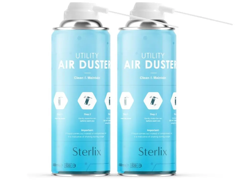 Air Duster Can Compressed Air Spray Can Dust Cleaner PC, Keyboard, Electronic Devices & Car Cleaning Protect, 2 x 400ml, Packaging May Vary