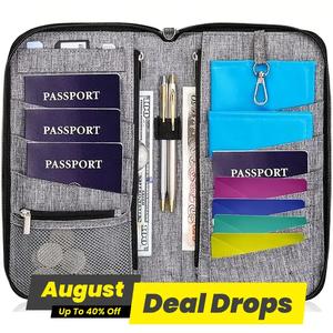 Document Storage Bag, Multi-grid Travel Document Organizer, Passport Wallet, Card Holder, Passport Holder, Home Organizer