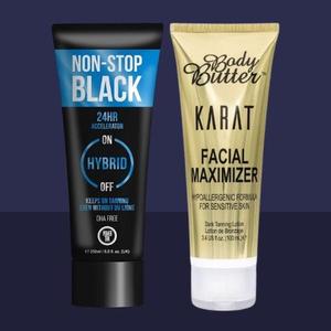 Non stop black bottle and a Karat face bottle