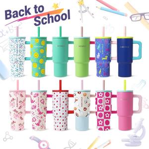 24oz Insulated Double Walled Stainless Steel Tumbler, 1 Count Portable Leak-proof Tumbler with Handle & Straw & Lid, Drinking Cup for Home Office School, Summer Cool Bottle