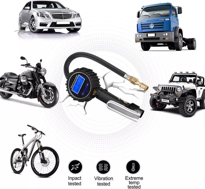 LCD Digital Tyre Inflator Pressure Gauge Air Line Clip on Tyre Pump Compressor 1