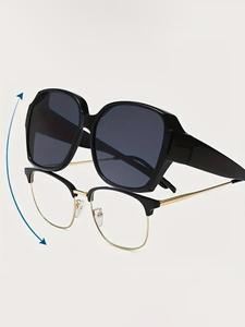 Unisex Minimalist Fit-over Sunglasses, Trendy Casual Fashionable Frames Sunglasses for Various Eyeglasses for Everyday Use, Fashion Accessories for Outdoor Activities