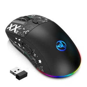 HXSJ Gaming Mouse, 3 Modes Wired/Wireless/2.4G Mouse with RGB Light, Type-C Rechargeable Mouse, Optical Mouse for Gaming, Office, Home