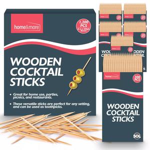 1200pk Bamboo Wooden Toothpicks Cocktail Sticks for Parties and Events - Oral, Dental Floss