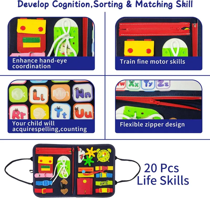 Busy Book for Toddlers 1-4 Years, Preschool Learning - Educational Toy for Kids 4