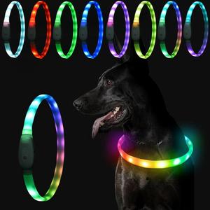 7 Color Flash Mode Dog Collar with LED Light, 1 Count Rechargeable Dog Collar with Removable Safety Buckle, Dog Accessories, Valentine's Day Gift, Pet Products