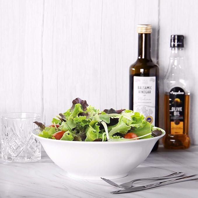 White Serving Bowls - Set of 4 | Serving Dishes | Pasta Bowls | Italian Dinnerware | Porcelain Tableware | For Ramens, Salads, Soups and Noodles | M&W 1