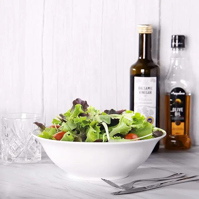 White Serving Bowls - Set of 4 | Serving Dishes | Pasta Bowls | Italian Dinnerware | Porcelain Tableware | For Ramens, Salads, Soups and Noodles | M&W 1