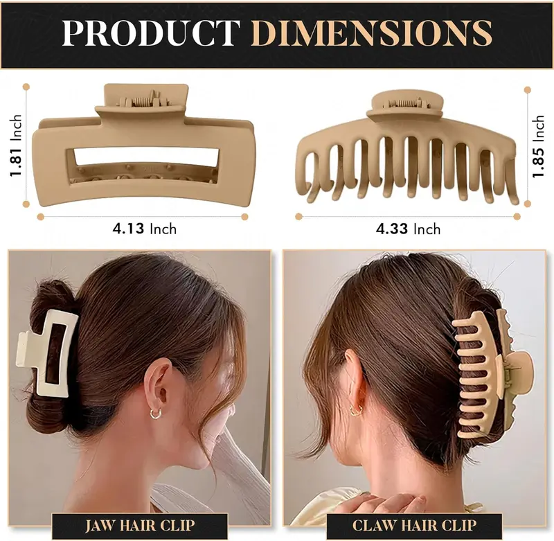 8 Pcs Hair Claw Clips for Women Ponytail Holder Headwear Hair styling Accessories for Straight, Curly, Wavy Hair | Non Slip Hair Clips Women | Hair Products for Women | Big Claw Clip Set 4