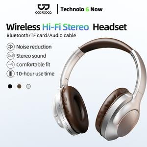 GOOJODOQ J232 Bluetooth headset with 3 playback modes (Bluetooth/TF card/audio cable), 3D stereo sound, 10 hours of battery life, intelligent noise reduction, and comfortable wearing