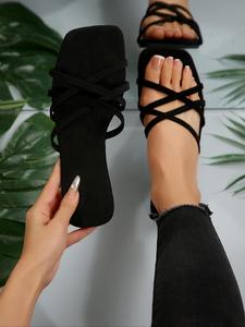 Women's Minimalist Plain Color Slides, Casual Comfortable Flat Sandals for Summer, Lightweight Breathable Shoes for Daily Wear