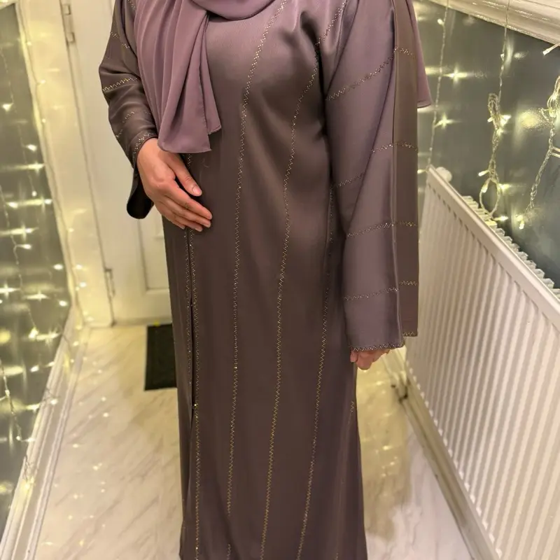 Zoya Purple 2 Piece Open Abaya Islamic Dress For Women 0