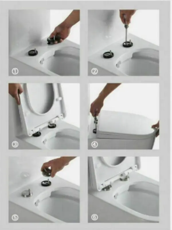 Soft Close Square Toilet Seat with Quick Release & Anti-Bacterial Properties SUS Hinge Rotates 360° Easy Lift & Adjustable Fit for Various Models 6