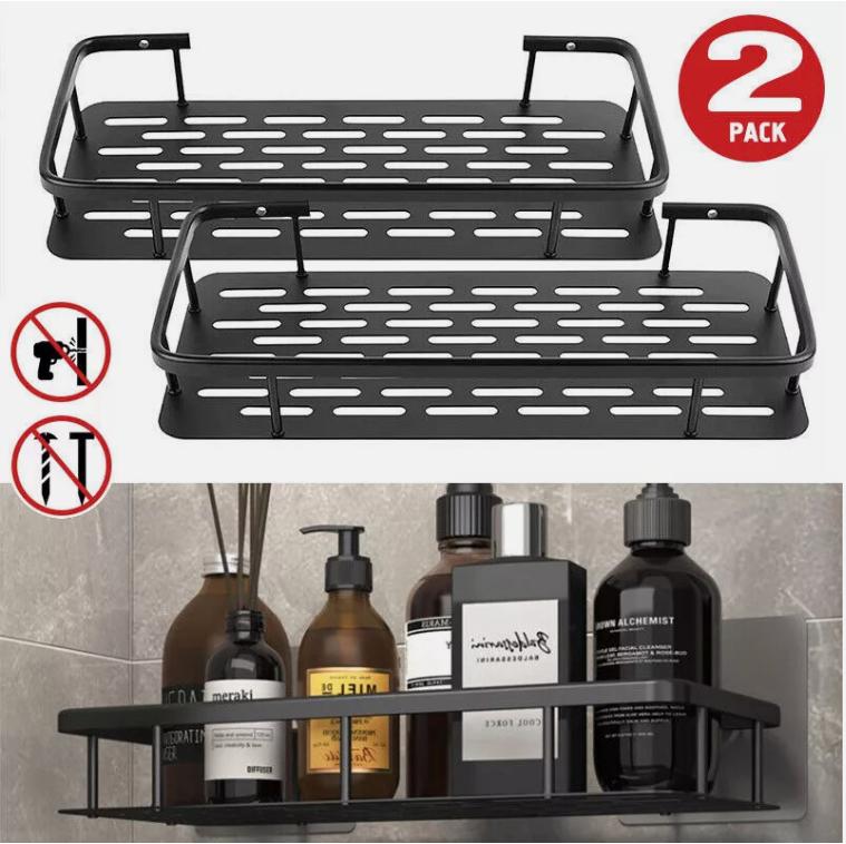 Product Introduction of 2Pcs Bathroom Shower Caddy Shelf Organiser No Drill Wall Mounted Shower Shelves 5