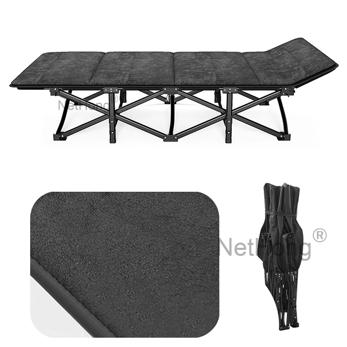 Camping Cot Heavy-Duty Portable Camping Bed Folding Sleeping Bed with Mattress