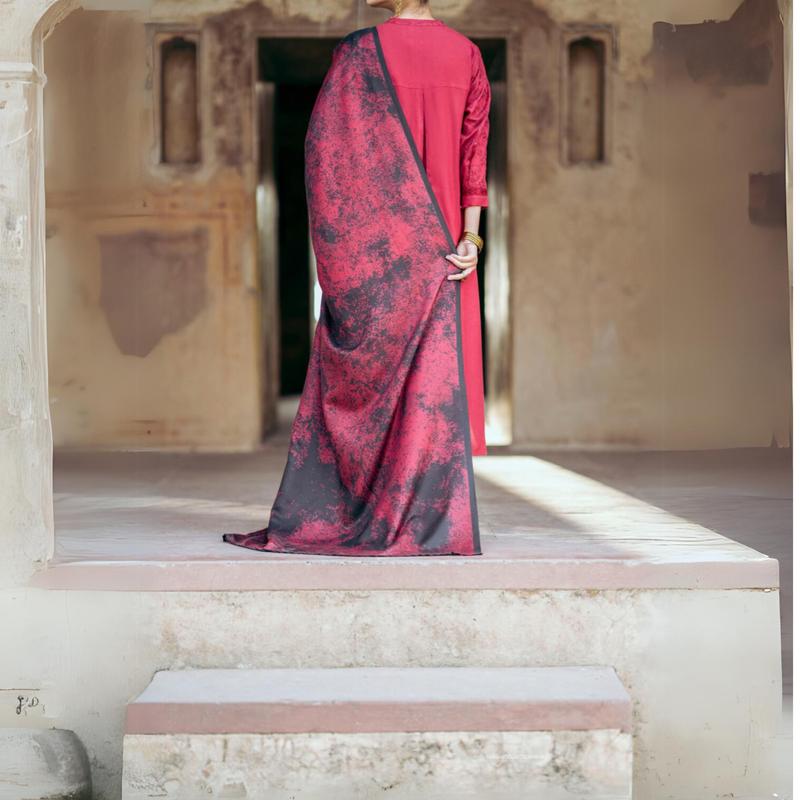 (Red) Embroidered Dhanak Collection Pc Ready to Wear by Casuallite 5
