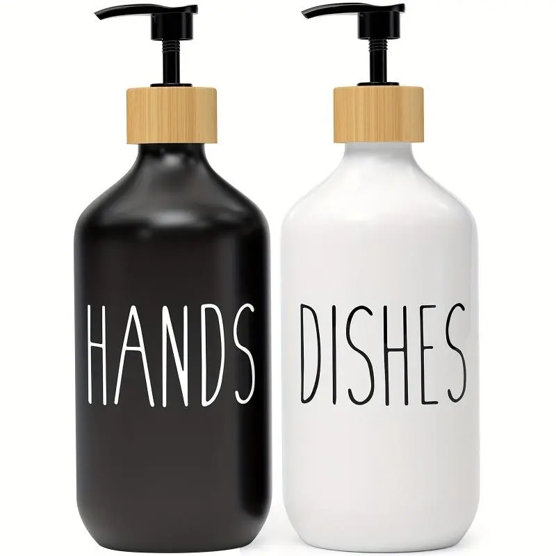 2pcs Soap Dispenser Set, Countertop Lotion Bottle, Bathroom Hand Soap Dispenser, Refillable Empty Bottle For Hand And Dish Soap, Bathroom Accessories, Home Decor 2
