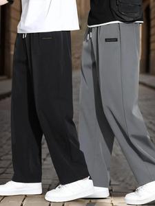 Men's Letter Tape Side Stripe Straight Leg Pants, Casual Comfy Breathable Quick Drying Trousers for Summer, Fashion Men's Bottoms for Daily Wear