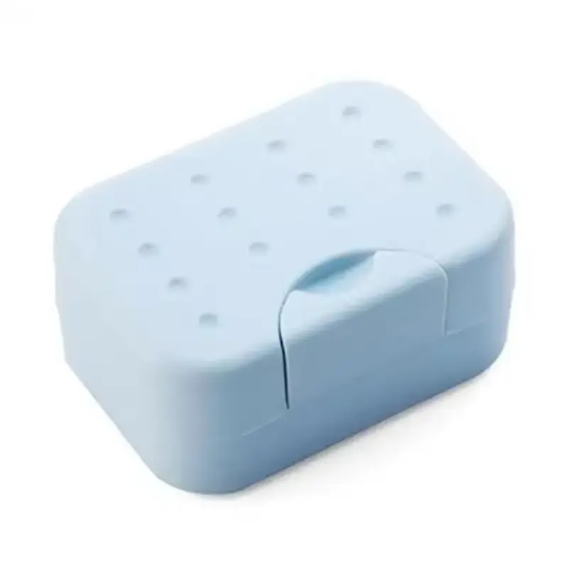 New Travel Soap Dish Box Case Holder Hygienic Easy To Carry Soap Holder Box Home Storage Organizer with Strainer Sponge White 6