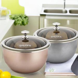 Stainless Steel Vacuum Soup Basin, 1 Set Including 3 Counts Sealed Lid, Thermo-retention Soup Basin, Kitchen Essential, Cookware