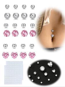 Fake Belly Ring, Cute Heart Shaped Stainless Steel Fake Belly Button Ring, Fashion Body Jewelry for Women & Girls, Trendy All-match & Exquisite Jewelry for Birthday Gift, Non Tarnish Jewelry