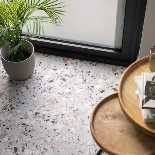 Quadrostyle Terrazzo Grey Wall & Floor Vinyl Tile Stickers 30cm(W) 30cm(H) 0.508mm(D) 3