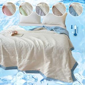 Waffle Weave Cool Feeling Blanket, 1 Count Summer Cooling Thin Comforter, Soft Summer Air Conditioning Comforter