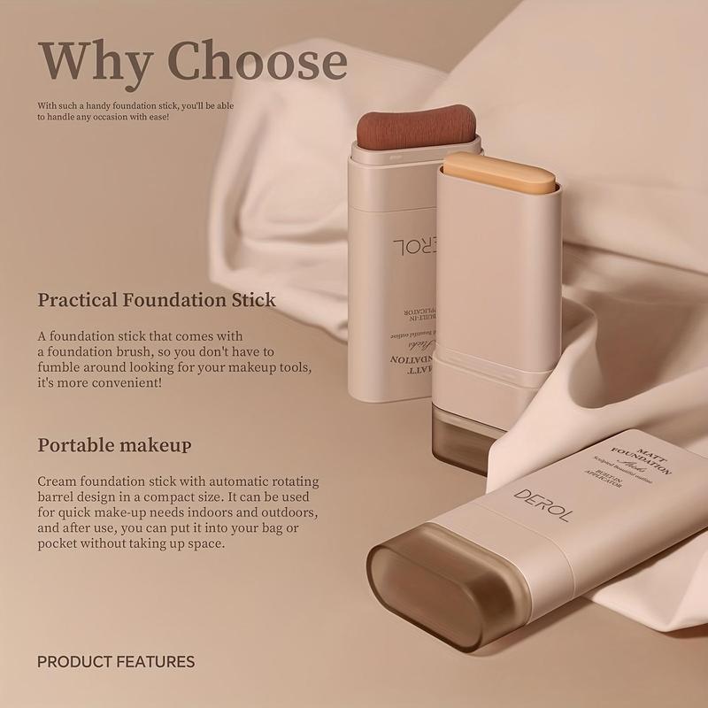 Product Introduction of Foundation Stick, Multi-Use Foundation Stick Makeup with Built-In Foundation Brush, Lightweight Buildable Medium-to-Full Coverage, Longwear Contour Stick Foundation Face Stick, Easy Coverage, Perfect for Daily Use 0